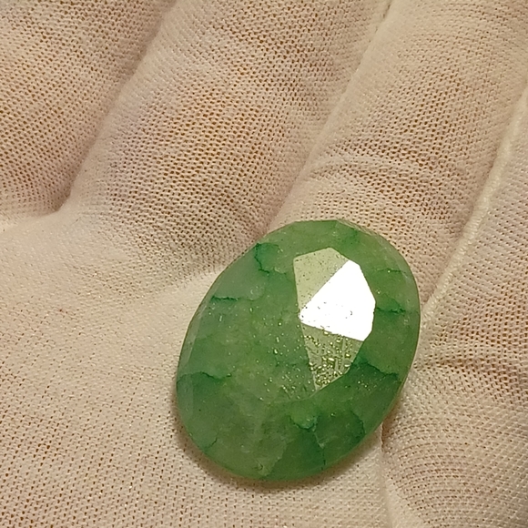 Natural Emerald Untreated Loose Gemstone ( Brazil) 33.40Ct Oval Cut Faceted Gem - Picture 4 of 6